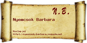 Nyemcsok Barbara névjegykártya
